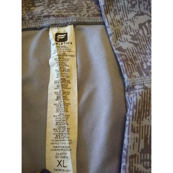 Fabletics Gray Patterned Womens High Waist Leggings Yoga Pants Size XL - Picture 9 of 11